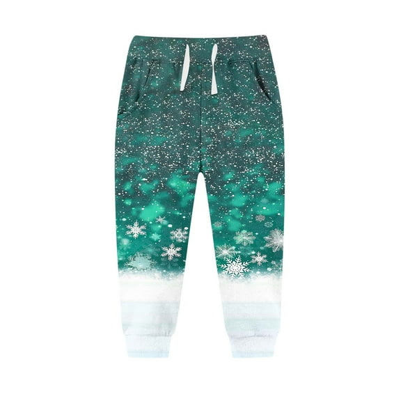 ATOGUTA Kids Sweatpants Boys Athletic Christmas Printed Fleece Jogger Track Pants for Girls Size 2T-13, Light Blue