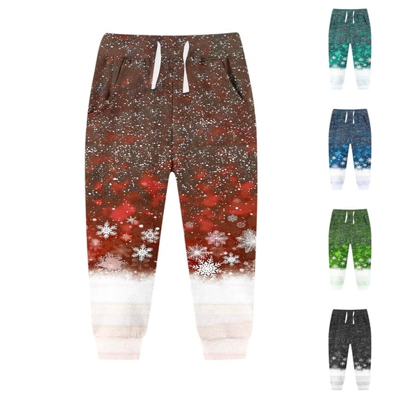 ATOGUTA Kids Sweatpants Boys Athletic Christmas Printed Fleece Jogger Track Pants for Girls Size 2T-13, Red