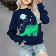 thumbnail image 1 of ATOGUTA Kids Sweatshirt 1T-11 Dinosaurs Graphic Round Neck Long Sleeve Drop Shoulder Pullover Shirts Navy, 1 of 4