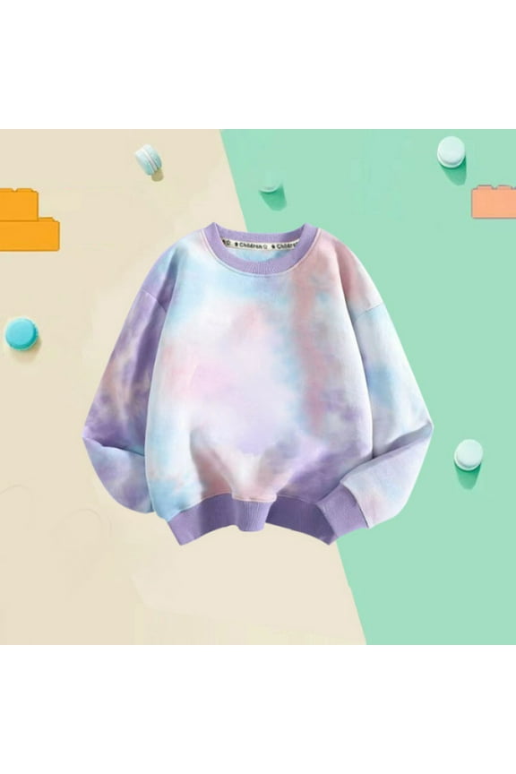 Kids Sweatshirts Tie-Dye Sweatshirt Long Sleeve Base Shirt Purple, Size 1T-8