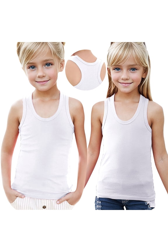Kids Tank Tops White Racerback Crop Tank Top Sleeveless Girls Tops Vests for Children Size 1T-13