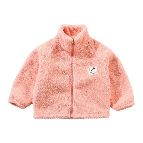 ATOGUTA Kids Teens Winter Coat Puffer Jacket Soft Polar Fleece Full-Zip Mock Jacket Pink, Size 6M-5T