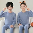 thumbnail image 1 of ATOGUTA Kids Thermal Underwear Set Long Thermal Underwear Fleece Lined Base Layer Set for Boys Girls Size 2T-18, Blue, 1 of 5