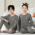 thumbnail image 1 of ATOGUTA Kids Thermal Underwear Set Long Thermal Underwear Fleece Lined Base Layer Set for Boys Girls Size 2T-18, Dark Gray, 1 of 4