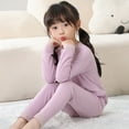 thumbnail image 1 of ATOGUTA Kids Thermal Underwear Set Soft Boys Winter Long Underwear Girls Base Layer Top Bottom Size 2T-18, Purple, 1 of 4