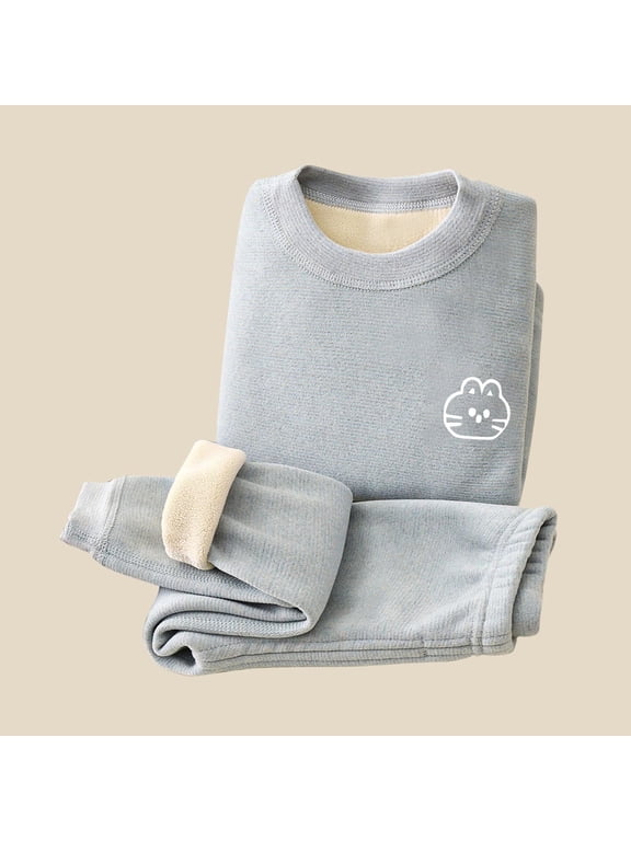 Kids Thermal Underwear Set Ultra Soft Fleece Lined Kids Thermals Long Johns Top Bottom Warm Set for Fall Winter Green, Size 1T-8