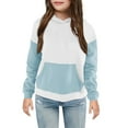 thumbnail image 1 of ATOGUTA Kids Uniforms Sweatshirt Boys Girls 4T-13 Casual Hoodies Long Sleeve Cute Lightweight Pullover Tops with Pocket Loose Sweatshirt Sky Blue, 1 of 3