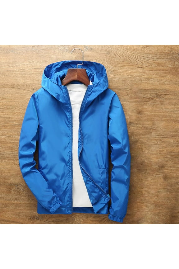 Kids Windbreaker Rain Jacket Sports Hoodies Outwear Coat Waterproof Zipper Raincoat Blue, 4T-12