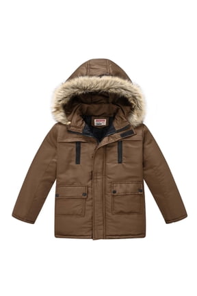Kids Winter Hooded Puffer Jackets Coats Waterproof Ski Jacket Outdoor Warm Winter Coat Windproof Rain Jacket Snow Coat with Removable Hood Brown, Size 3T-11