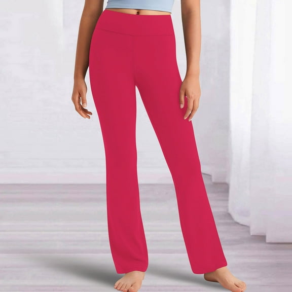 ATOGUTA Leggings Girl Full Length Soft Comfortable Leggings Elastic Waistband Stretchy Tights Pants Size 2T-13, Hot Pink