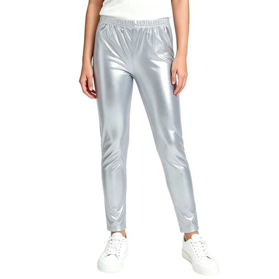 ATOGUTA Leggings for Girls Kids High Waisted Tights Soft Stretchy Casual Workout Active Leggings Silver
