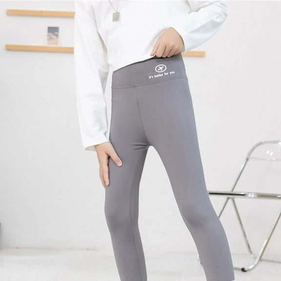 ATOGUTA Leggings for Girls Soft Stretch Pants for Kids School, Dance, Yoga, and Ballet Gray, Size 3T-14