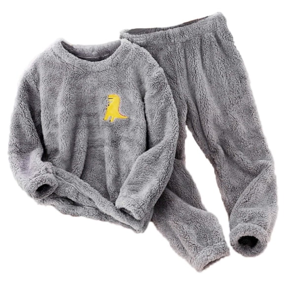 ATOGUTA Little Boys Girls 2 Piece Outfits Set Sleepwear Soft Fleece Long Sleeve Top and Long Pants PJ Set Dark Gray Size 2T-14
