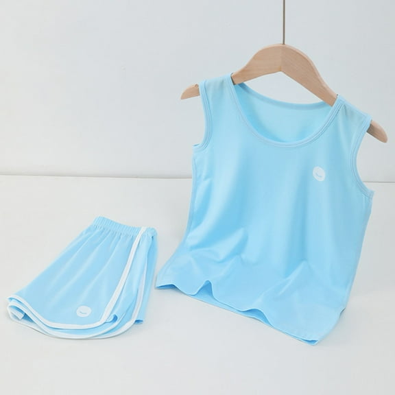 ATOGUTA Little Boys Outfits Kids Sleeveless Tank Top and Shorts Clothing Sets Blue, Size 2-16 Years