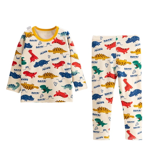 ATOGUTA Little Boys Sets Toddler 2 Piece Sleepwear Kids Fall Winter Clothes Set Size 2T-13, Beige