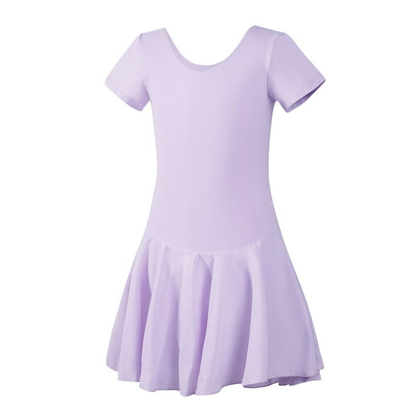 ATOGUTA Little Girl Dresses Short Sleeve Ballet Dance Dress Tutu Skirted Leotard Purple, Size 3T-12