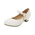 thumbnail image 1 of ATOGUTA Little Girls Dress Shoes White Faux Leather Shoes Princess Dress Mary Jane Shoes Kids Low Heels Wedding Dance Shoes with Buckle, 1 of 4