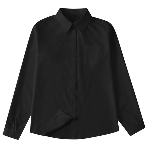 ATOGUTA Long Sleeve Boys Shirts Formal Shirts Kids Casual Button Down Shirts with Chest Pocket Black, 10-16 Years