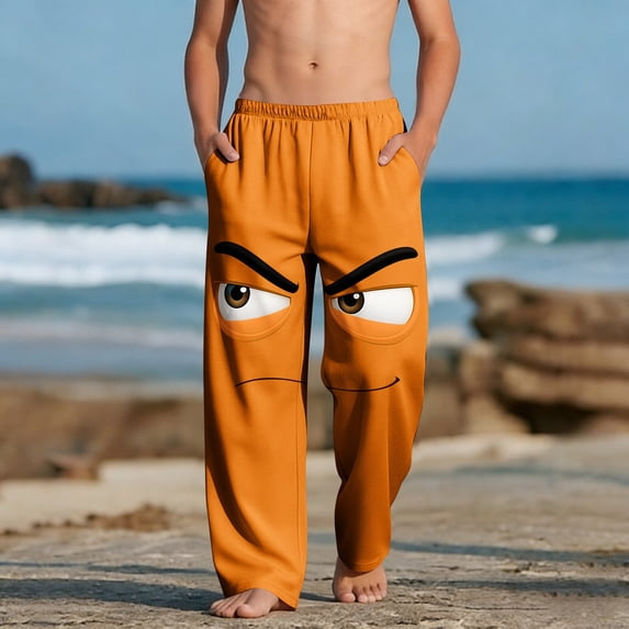 ATOGUTA Lounge Pants for Boy Funny Graphic Sweatpants Athletic Sports Pants for Kids Size 4T-14, Orange