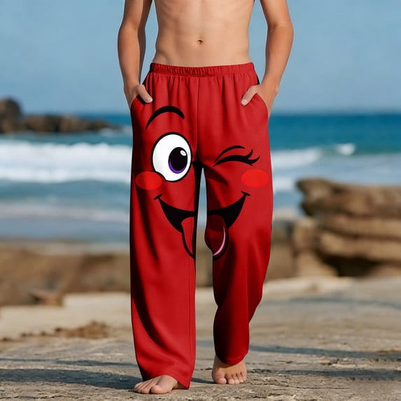 ATOGUTA Lounging Pants for Boy Funny Graphic Sweatpants Athletic Sports Pants for Kids Size 4T-14, Red