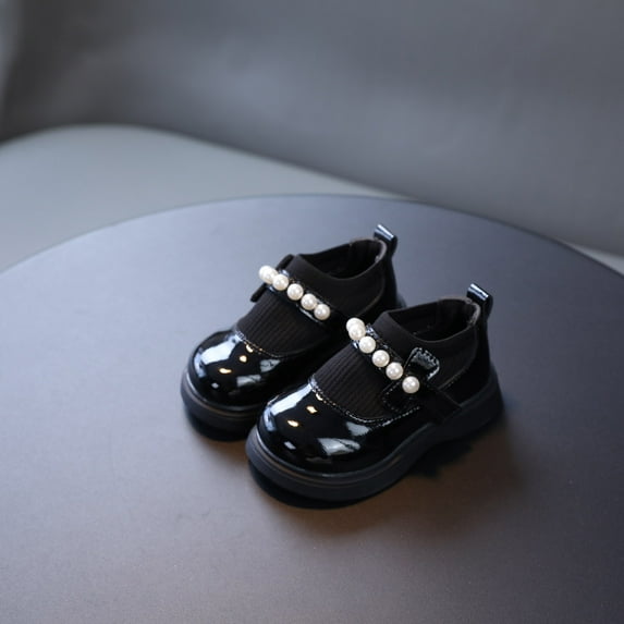 ATOGUTA Mary Jane Shoes for Girls Pearl Non-slip Leather Shoes Princess Shoes