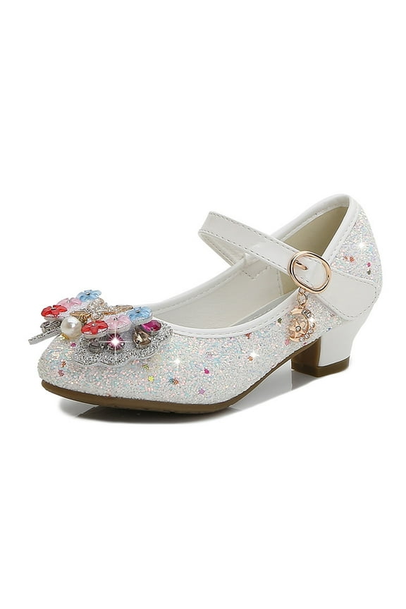 Mary Janes for Girls White Kids Party Wedding Shoes with Bowknot Back to School Princess Shoe