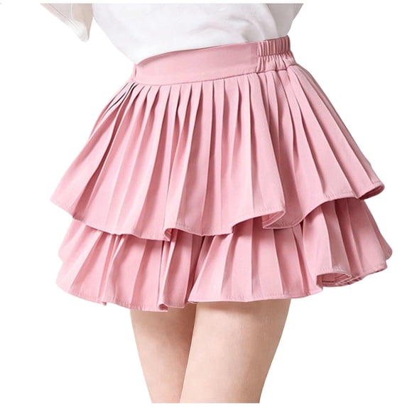 ATOGUTA Mini Skirts for Girls Pink Elastic High Waist A-Line Short Mini Skirt for School Casual 4T-14