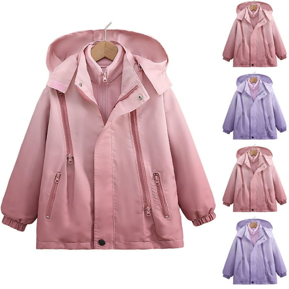 ATOGUTA Newborn Jackets for Girls Waterproof 3 in 1 Insulated Windbreaker Coat with Removable Fleece Lining Size 4T-15, Pink