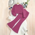 thumbnail image 1 of ATOGUTA Outfit for Little Girls Long Sleeve Ribbed Tops and Bell Bottom Flared Pants Fall Winter Outfits for Little Girls Hot Pink Size 8-12, 1 of 1