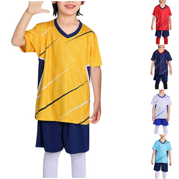 ATOGUTA Outfits for Boys Athletic Shorts Set 2 Piece Stretch Graphic T-Shirt and Active Gym Shorts Set for Boys Size 1T-13, Yellow