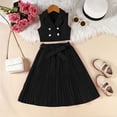 thumbnail image 1 of ATOGUTA Outfits for Girls 2 Piece Sleeveless Vest and Pleated Skirt Girls Fashion Set Size 2T-8, Black, 1 of 6