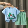 thumbnail image 1 of ATOGUTA Outfits for Girls Cute Printed Short Sleeved Tops Shorts Summer Savings 2 Piece Set Sky Blue, Size 3M-5T, 1 of 3