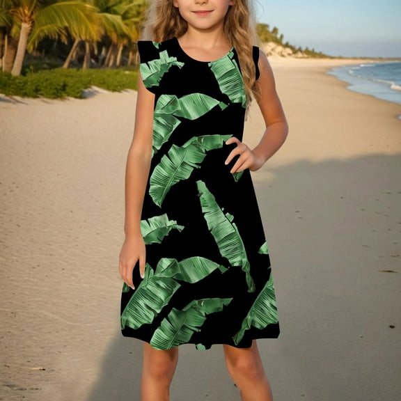 ATOGUTA Pageant Dresses for Girls 4T-14 Sleeveless Casual Summer Outfit School Holiday Clothes Black