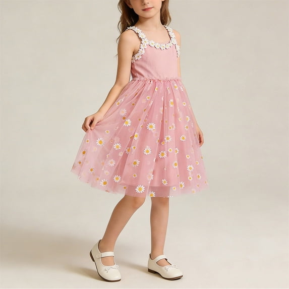 ATOGUTA Pageant Dresses for Girls Ruffle Tulle Tutu Dresses Cute Summer Party Princess Sundress Size 1T-10. Pink