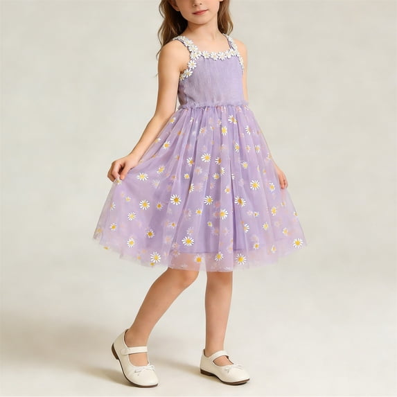 ATOGUTA Pageant Dresses for Girls Ruffle Tulle Tutu Dresses Cute Summer Party Princess Sundress Size 1T-10. Purple
