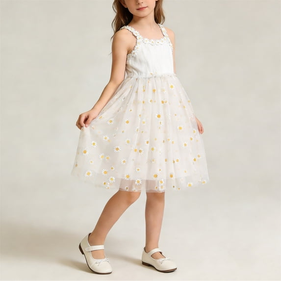 ATOGUTA Pageant Dresses for Girls Ruffle Tulle Tutu Dresses Cute Summer Party Princess Sundress Size 1T-10. White