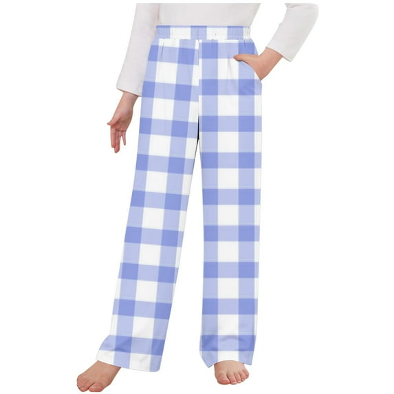 ATOGUTA Pants for Boys Girls Long Sleep Plaid Pants Soft Lounge Pj Bottoms with Pockets Size 4T-14