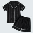 thumbnail image 1 of ATOGUTA Pajamas Outfits Set for Toddler Boy Girl 1T-8 Casual Button Down Short Sleeve Shirts And Shorts Outfits Stain Homewear Black, 1 of 5