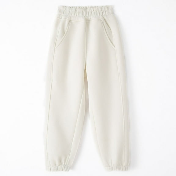 ATOGUTA Pants For School Boys Kids Active Lightweight Sweatpants Casual Jogger Pants with Pockets Size 2T-12, White