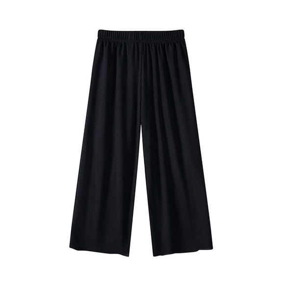 ATOGUTA Pants for Girls High Elastic Waist Pants Casual Baggy Wide Leg Swearpants Black, Size 2T-11