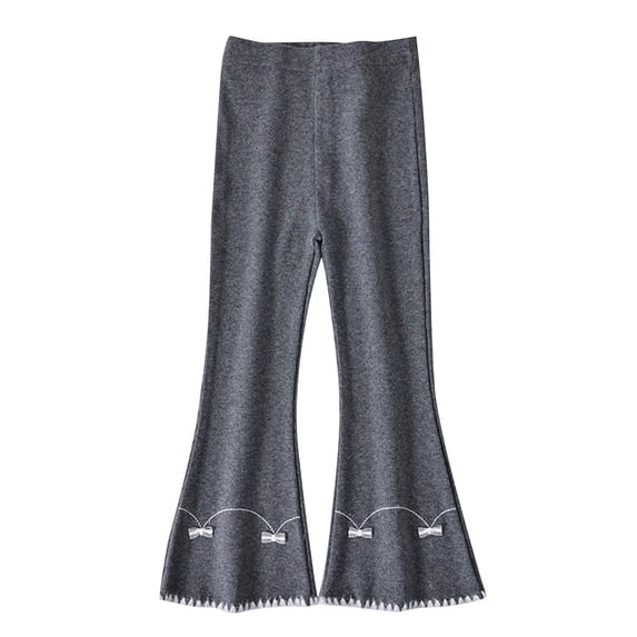 ATOGUTA Pants for Girls Size 1T-14 Elastic Waist Flare Leg Pants Running Athletic Bell Bottom Trousers Dark Gray