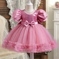 thumbnail image 1 of ATOGUTA Princess Dresses for Girls Sleeveless Ruffled Lace Bow Flower Girl Dresses for Wedding Pink, Size 6M-5T, 1 of 5