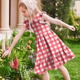 thumbnail image 1 of ATOGUTA Princess Dresses for Girls Summer Ruffle Sleeve A Line Casual Party Dresses for Kids Size 5T-14, Red, 1 of 6