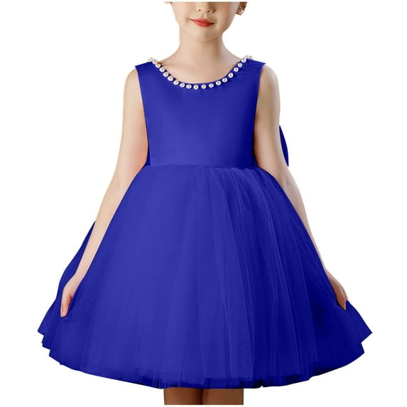 ATOGUTA Princess Dresses for Girls Tulle Dress Bridesmaid Summer Wedding Pageant Dresses Princess Birthday Party Size 3T-12, Blue