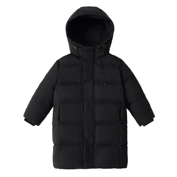 ATOGUTA Puffer Jacket Boys Insulated Long Quilted Winter Down Coat Warm Hooded Parka Snow Coats Size 4T-13, Black