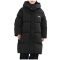 thumbnail image 1 of ATOGUTA Puffer Jacket Girls Insulated Long Quilted Winter Coat Warm Hooded Parka Snow Coats Size 7-15, Black, 1 of 8
