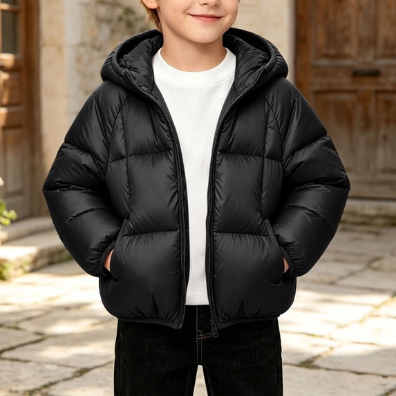 ATOGUTA Puffer Jacket for Boys Warm Kids Zip up Long Sleeve Winter Quilted Jackets Coat Outerwear