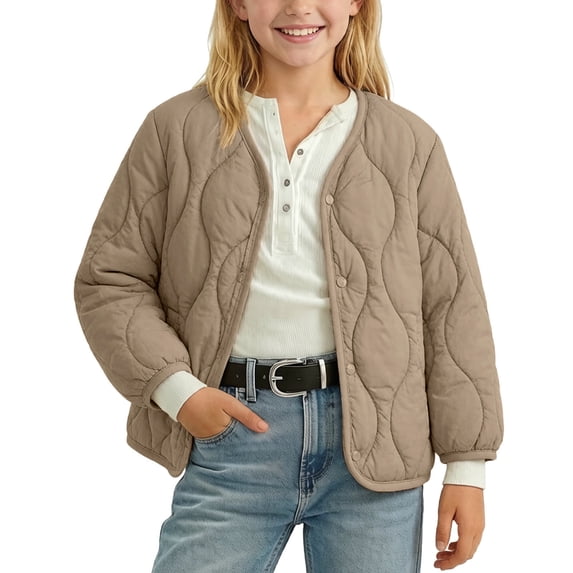 ATOGUTA Puffer Jacket for Girls Warm Kids Zip up Long Sleeve Winter Quilted Jackets Coat Outerwear