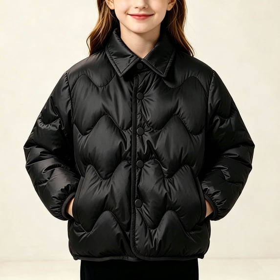 ATOGUTA Puffer Jacket for Girls Warm Kids Zip up Long Sleeve Winter Quilted Jackets Coat Outerwear