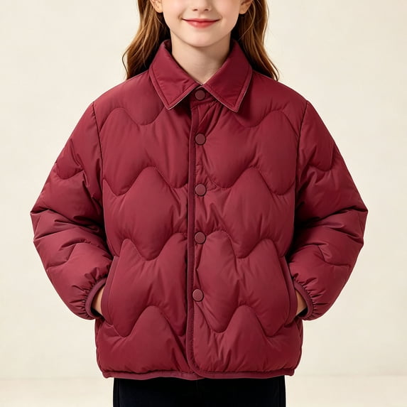 ATOGUTA Puffer Jacket for Girls Warm Kids Zip up Long Sleeve Winter Quilted Jackets Coat Outerwear